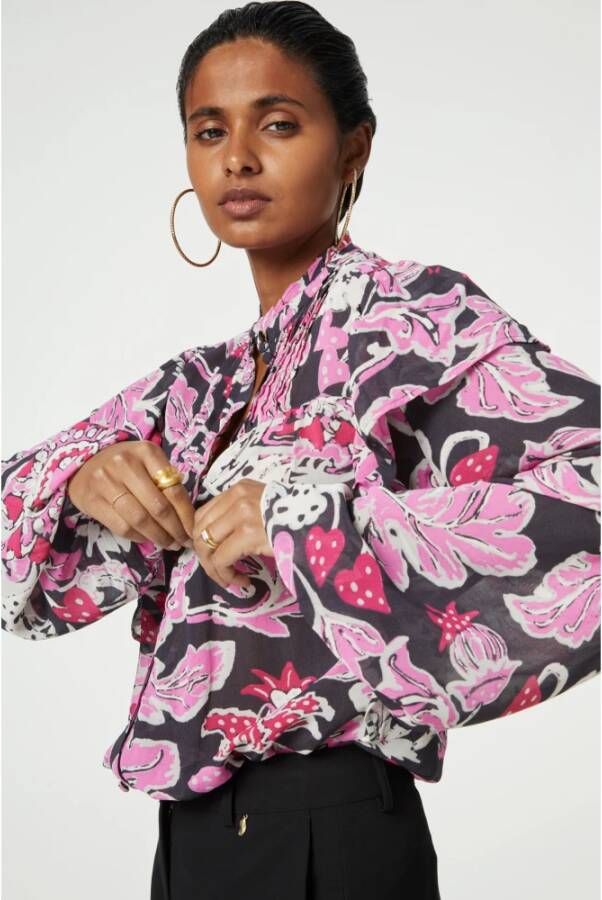 Fabienne Chapot blouse Bibi met all over print en ruches roze - Foto 10