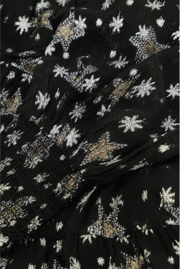 Fabienne Chapot semi-transparante maxi jurk Folie met sterren en glitters zwart zilver