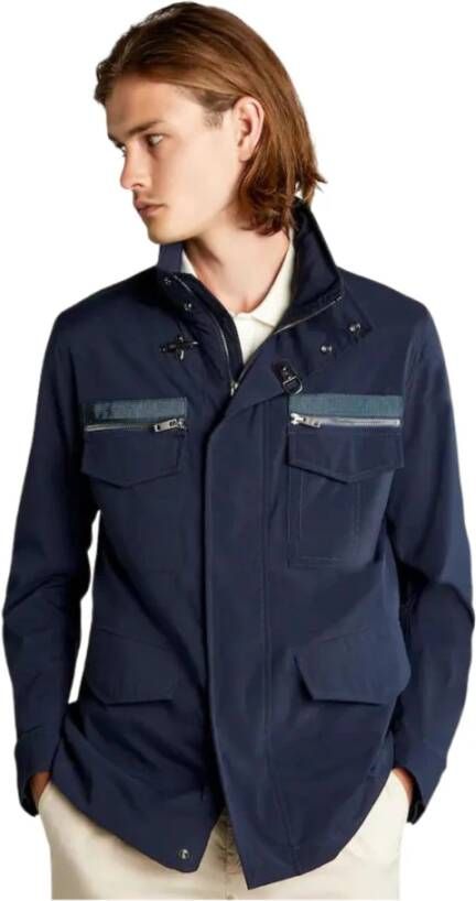 Fay Blauwe Field Jacket met Afneembare Capuchon Blauw Heren