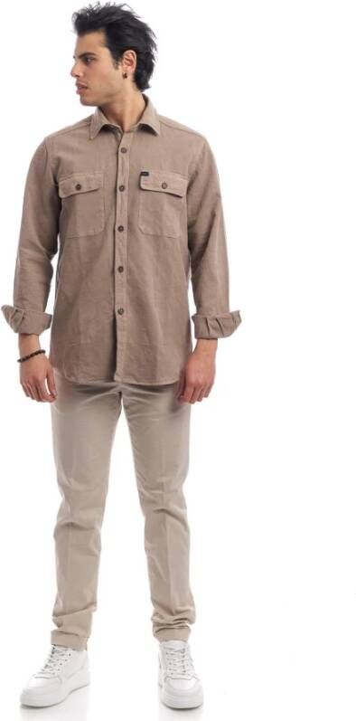 Fay Casual overhemd Beige Heren