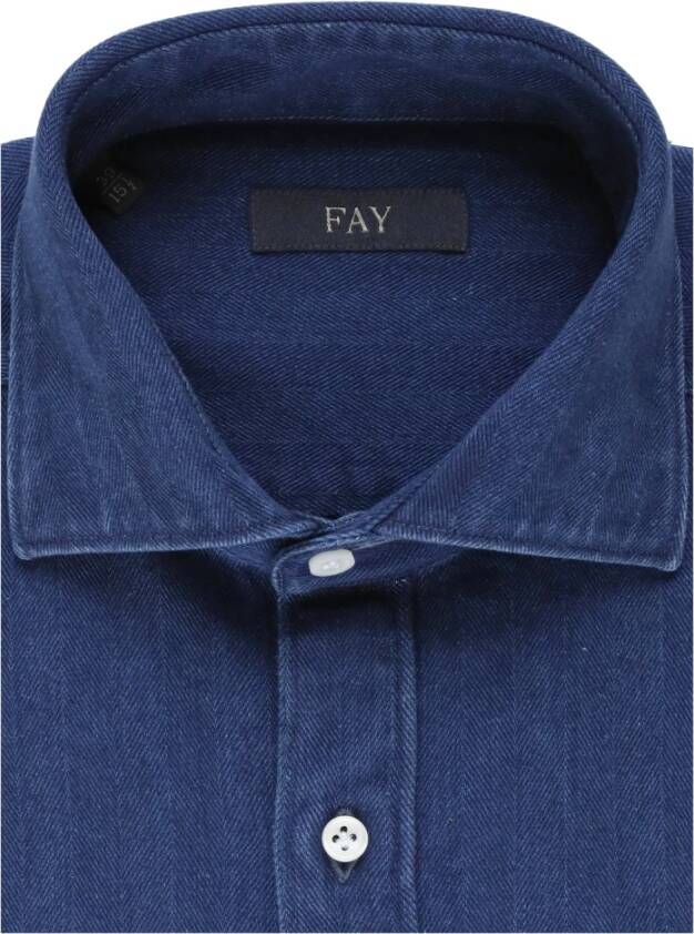 Fay Normaal Overhemd Blauw Heren