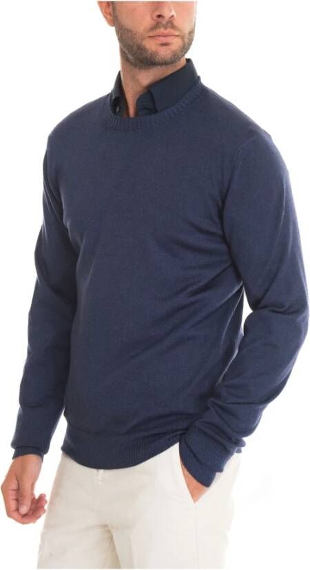 Fay Stone Washed Slim Fit Pullover Blauw Heren