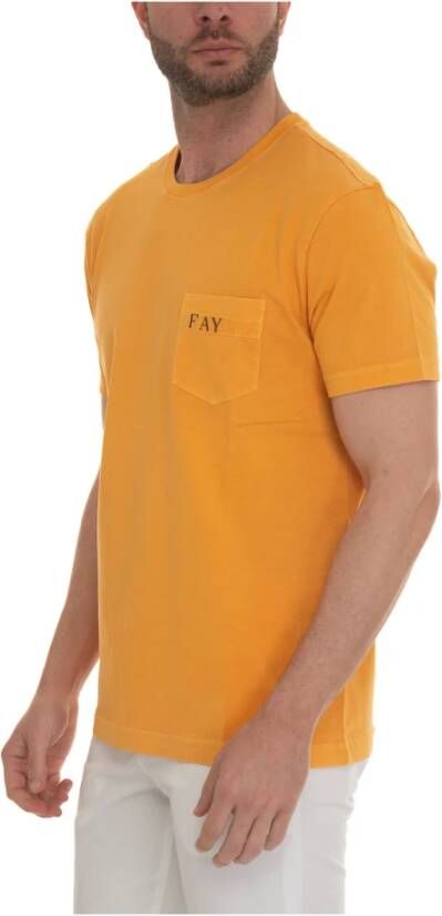 Fay Short-sleeved round-necked T-shirt Oranje Heren