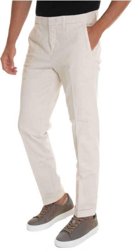 Fay Slim Fit Chino met Oprolzoom Wit Heren