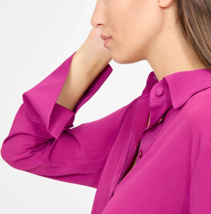 Federica Tosi Lange mouwen blouse in pioenroze zijde mix Purple Dames