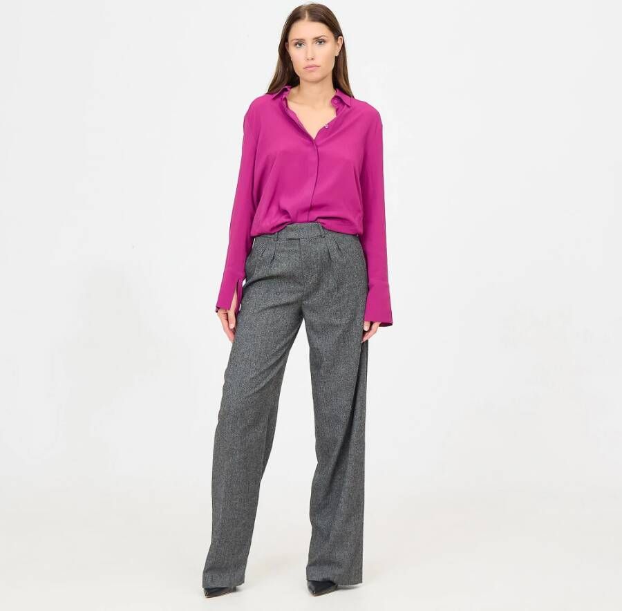 Federica Tosi Lange mouwen blouse in pioenroze zijde mix Purple Dames