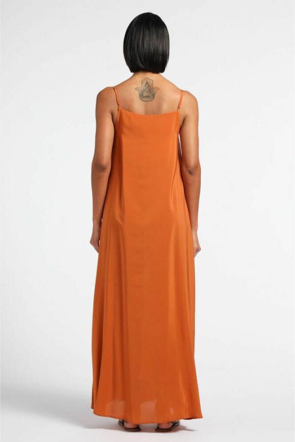 Federica Tosi Sub -thin riemen jurk met vouwen details op de voorkant Oranje Dames