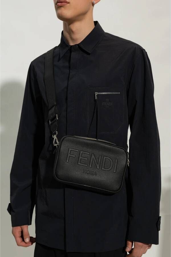 Fendi Schoudertas met logo Zwart Heren
