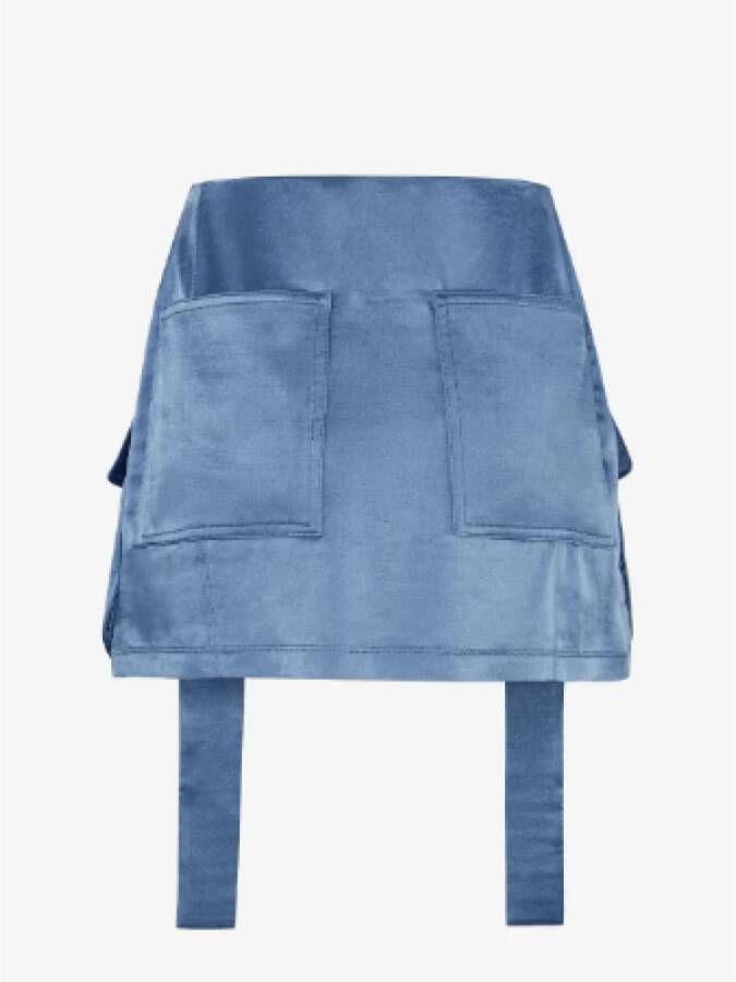 Fendi Satijnen Cargo Mini Rok Blauw Dames