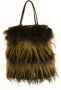 Fendi Vintage Pre-Owend Long Hair Fox gestripte bont lederen schouder emmer draagtas handtas Bruin Dames - Thumbnail 2