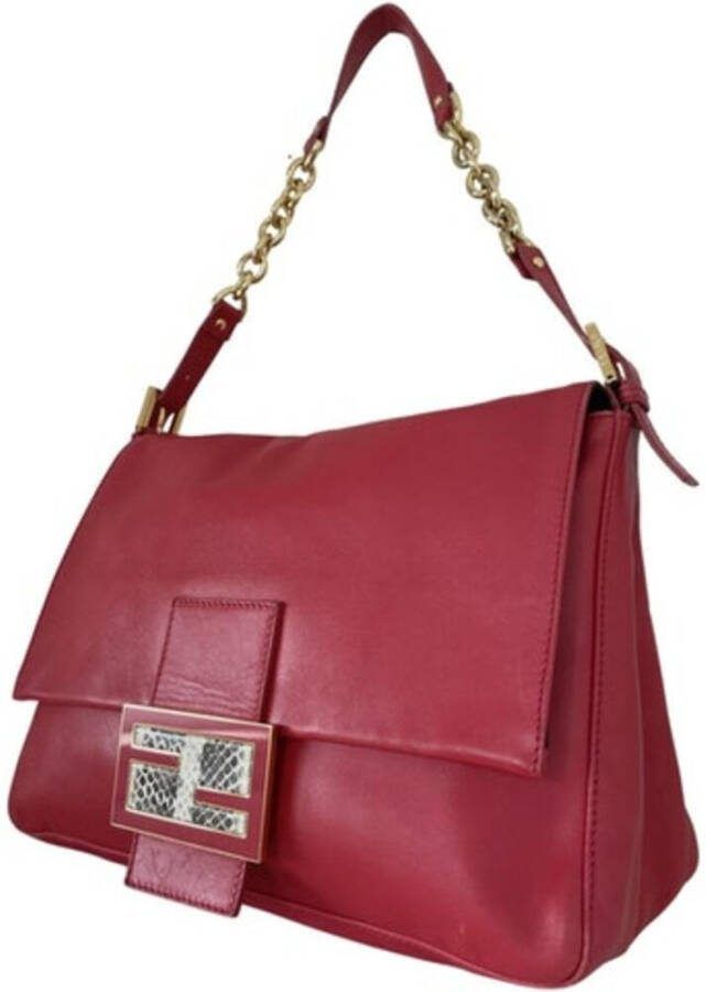 Fendi Vintage Preated Big Mamma Baguette Rood Dames