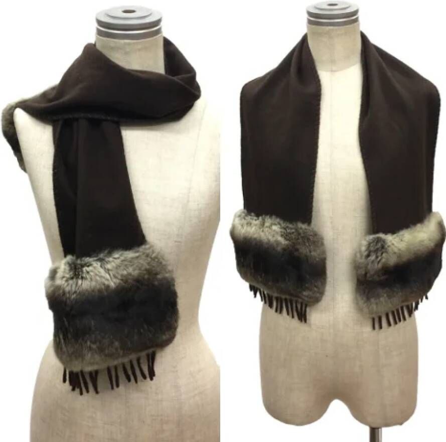 Fendi Vintage Pre-owned Cashmere scarves Bruin Dames