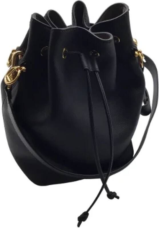 Fendi Vintage Tweedehands Zwarte Leren Fendi Schoudertas Black Dames