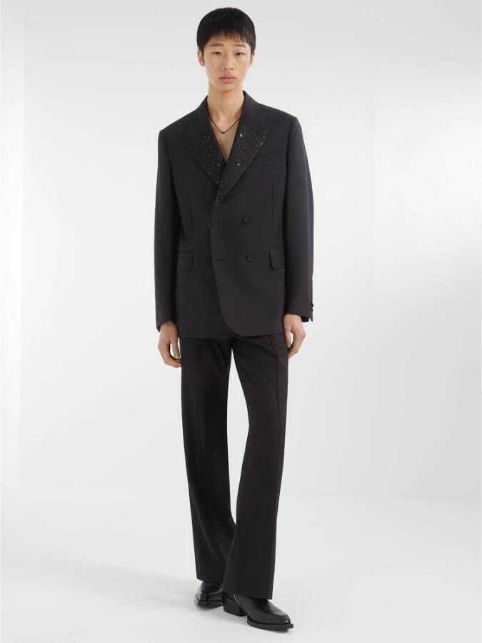Fendi Zwarte Pantalon met Plooien en Elastische Taille Zwart Heren