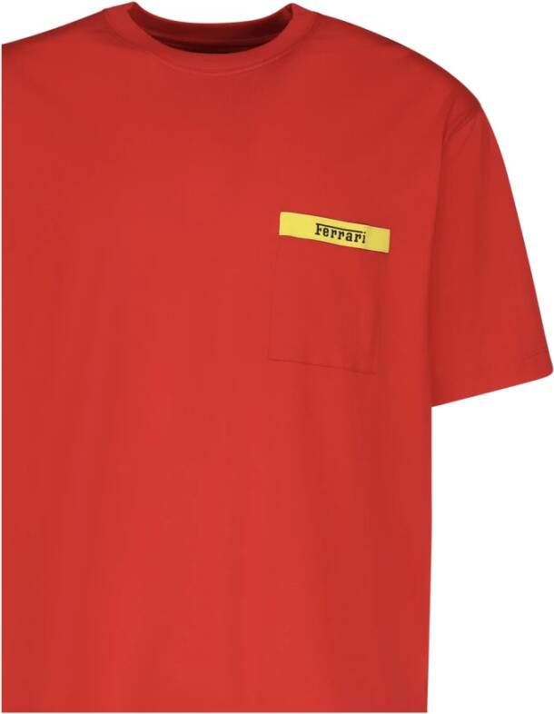 Ferrari Rode Katoenen Logo T-shirt Red Heren