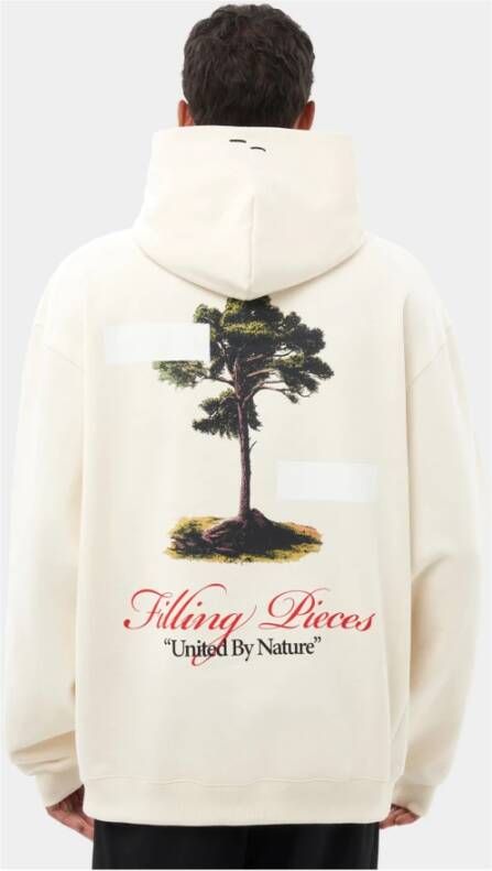 Filling Pieces Hoodie United by Nature Antique White Wit Heren