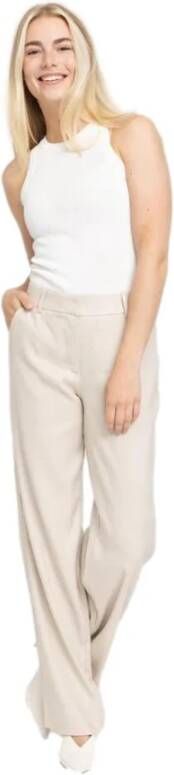Fiveunits Elegante Zandkleurige Linnen Broek Beige Dames
