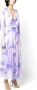 Forte Paarse Zijden Maxi Jurk Droomprint Purple Dames - Thumbnail 3