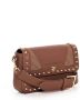 Fracomina Bruine Eco Leren Schoudertas met Studs Bruin Dames - Thumbnail 2