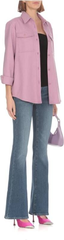 Frame Blauwe Flared Katoenmix Jeans Blauw Dames
