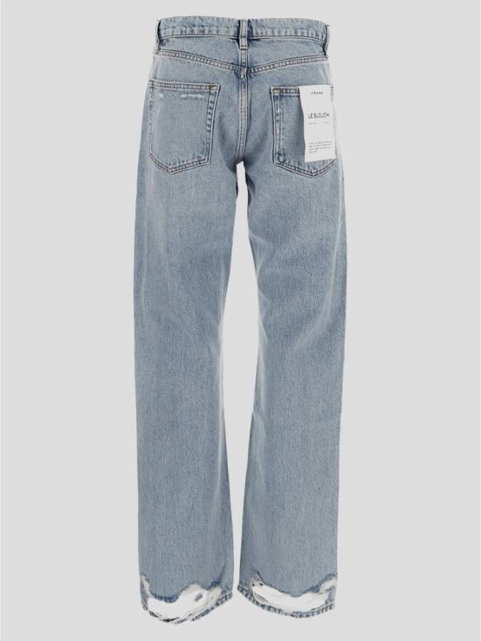 Frame Relaxed Straight Slouch Jeans Blue Dames