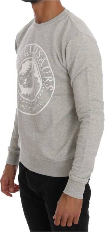 Frankie Morello Grijze Katoenen Crewneck Sweater met Morellosaurs Logo Grijs Heren