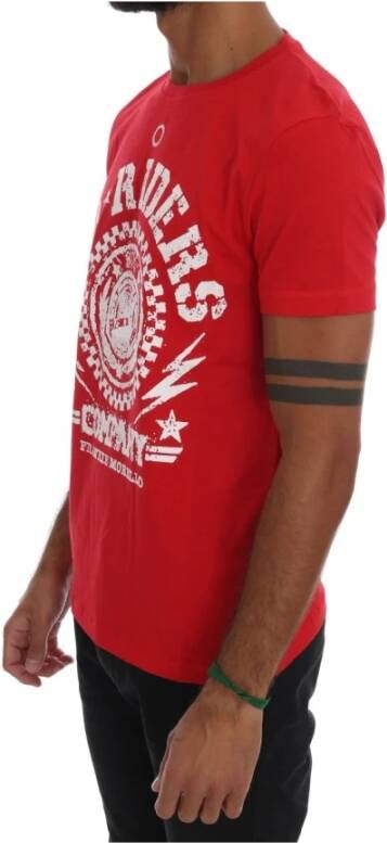 Frankie Morello Rode Katoenen Riders Crewneck T-Shirt Rood Heren