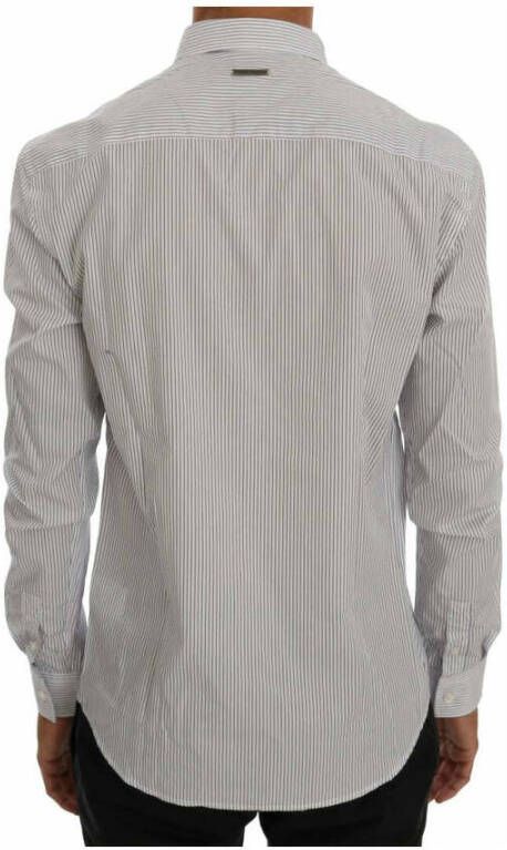 Frankie Morello Gestreepte casual katoenen regulier fit shirt Blauw Heren