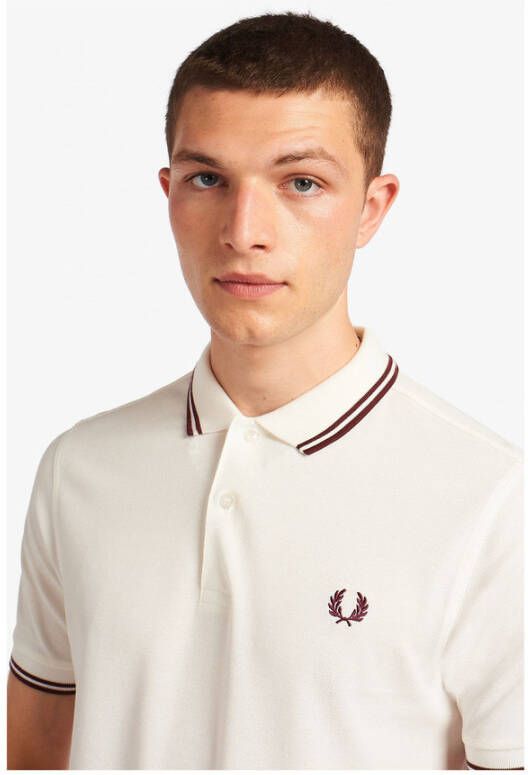 Fred Perry Authentieke slanke fit Twin getipt paal Wit Heren