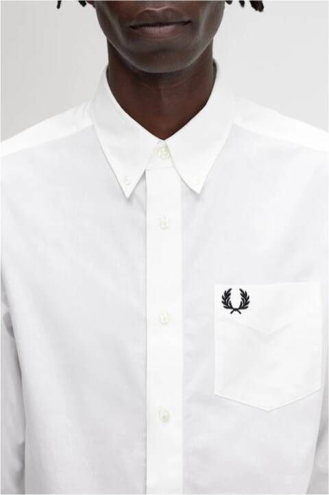 Fred Perry Klassieke Katoenen Button-Down Overhemd Wit Heren