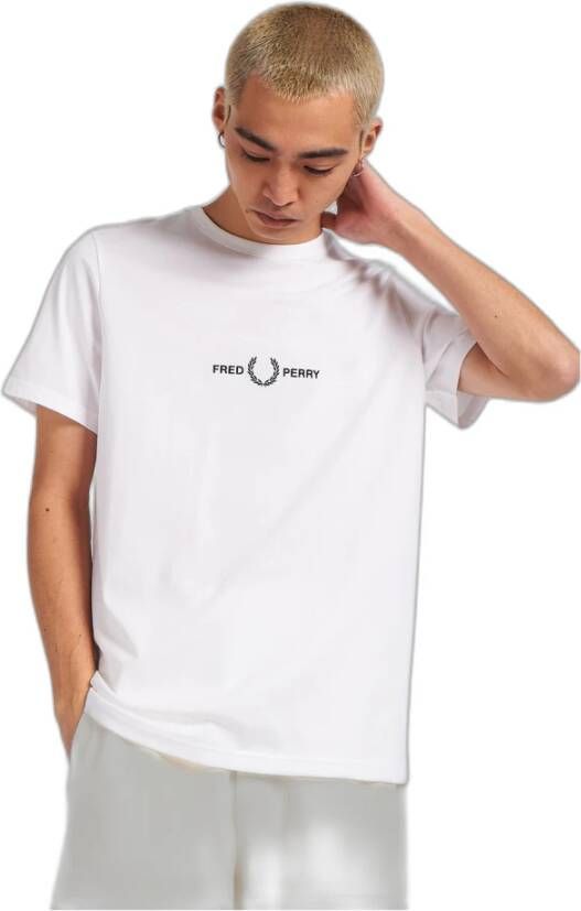 Fred Perry Geborduurd T-shirt Wit Heren