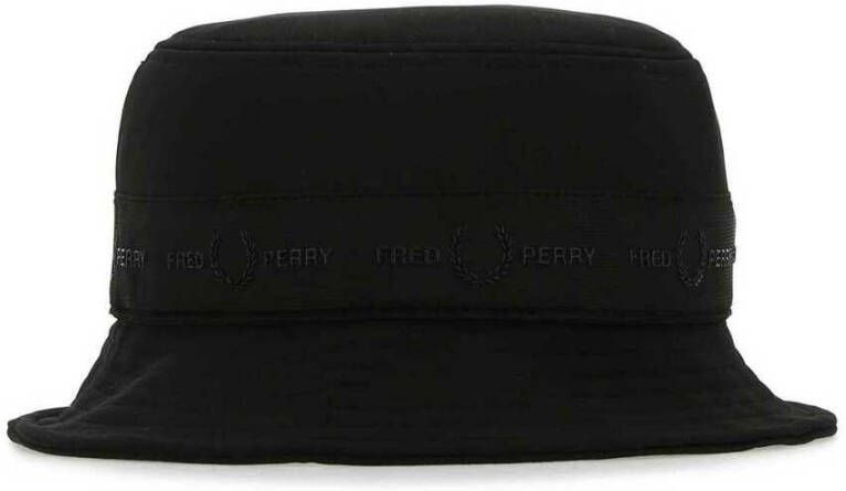 Fred Perry Uitgereide zwarte katoenen hoed Zwart Heren