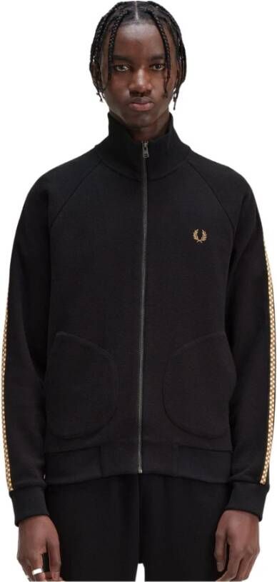 Fred Perry Heren Sweatshirt met hoge kraag en rits Zwart Heren
