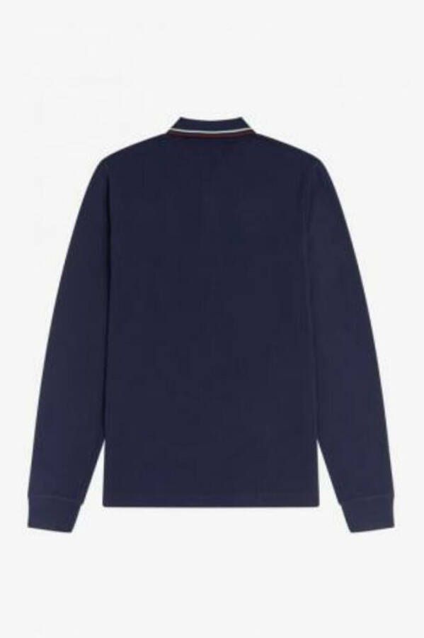 Fred Perry Lange Mouw Piqué Polo Blauw Heren