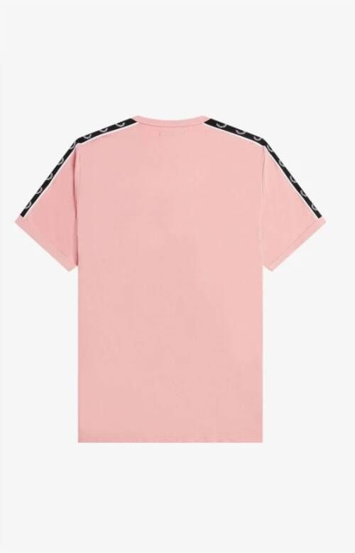 Fred Perry Tape Ringer T-Shirt Chalky Pink Black Roze Heren