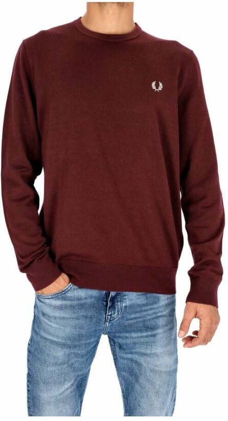 Fred Perry Maglione girocollo clico con logo ricamato uomo K9601 Bordeaux Rood Heren