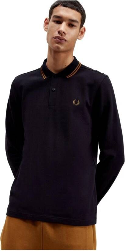 Fred Perry Polo Shirt met Lange Mouwen Blue Heren