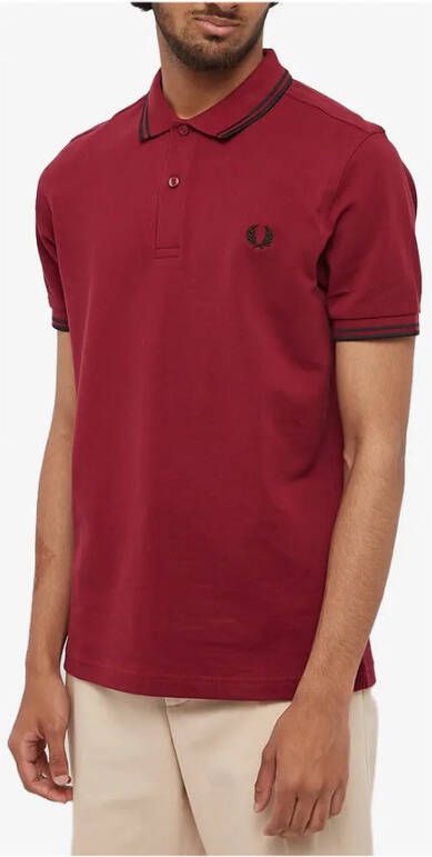Fred Perry Klassieke Slim Fit Twin Tipped Polo Shirt Rood Heren