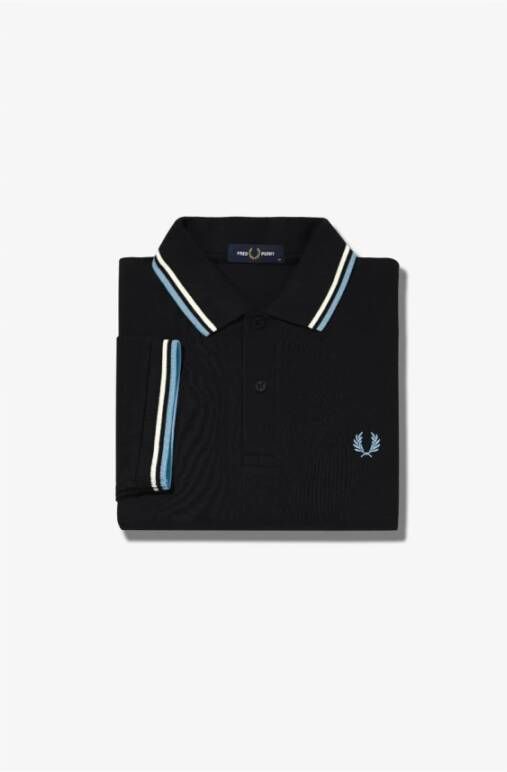 Fred Perry Slim Fit Twin Tipped Polo Zwart Heren