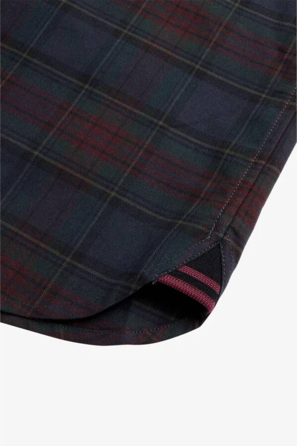 Fred Perry Authentiek Oxford Tartan Overhemd French Navy-S Blauw Heren