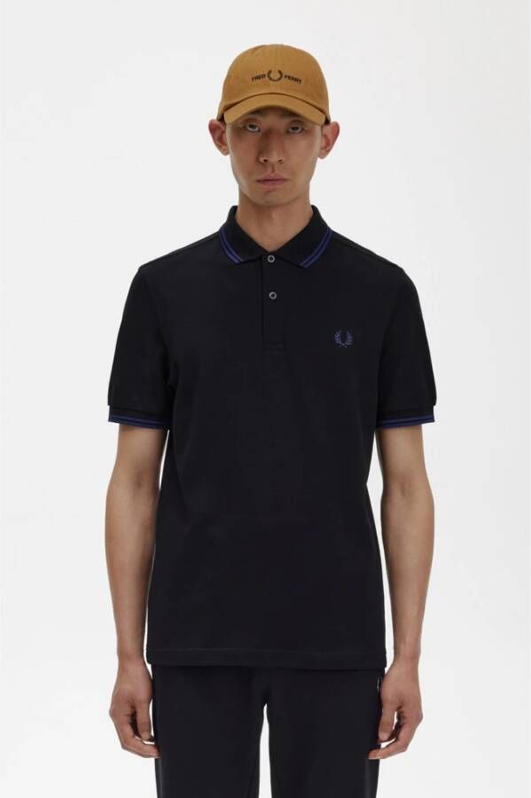 Fred Perry Slim Fit Twin Tipped Polo in Zwart Frans Marineblauw Black Heren
