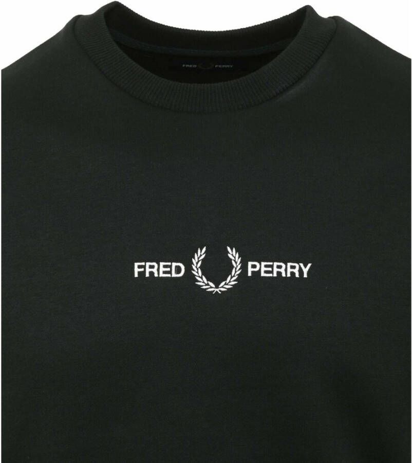 Fred Perry Sweater Donkergroen Logo Groen Heren