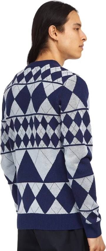 Fred Perry Paneel Argyle Crew Neck Sweater Blauw Heren