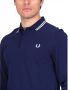 FRED PERRY Heren Polo's & T-shirts Twin Tipped Shirt Long Sleeve Donkerblauw - Thumbnail 7