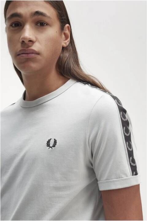 Fred Perry Contrast Mouw Track Tape Shirt Wit Heren