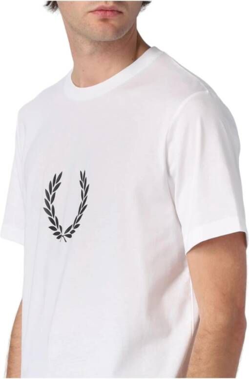 Fred Perry Wit Logo T-Shirt Wit Heren
