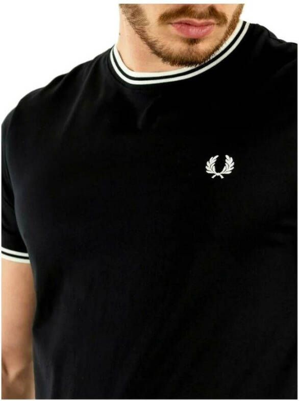Fred Perry Contrasterende Trim Korte Mouw T-Shirt Zwart Heren