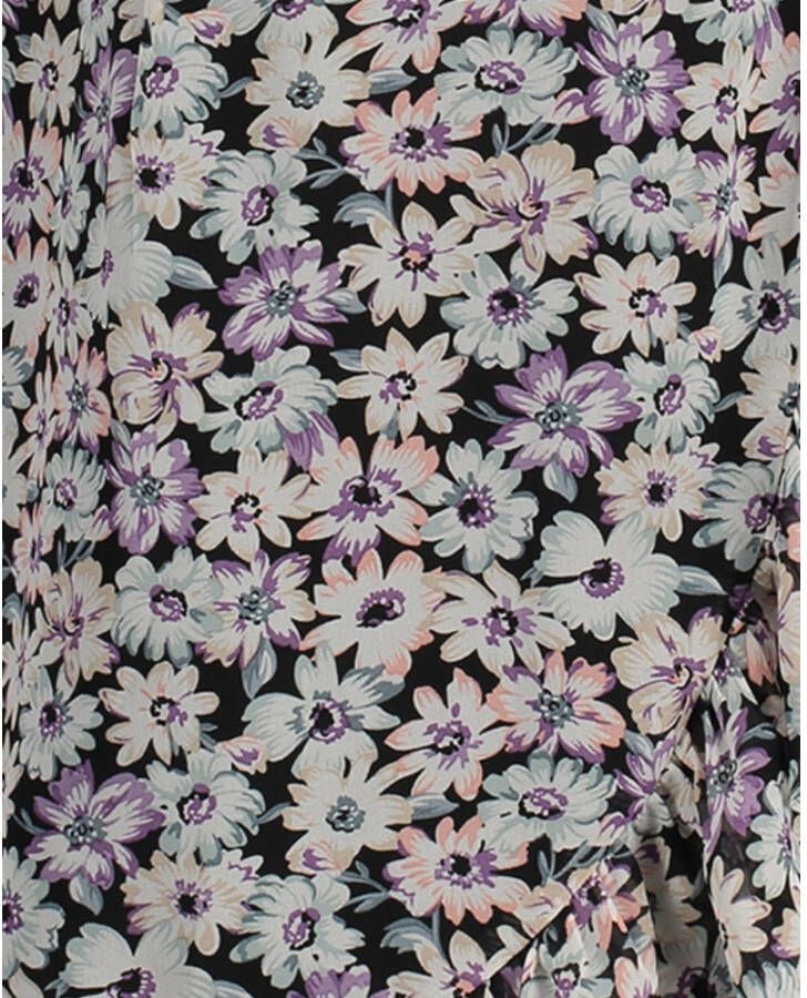 Freebird mini-jurk lange mouw bloemen-pes-01 Zwart Dames