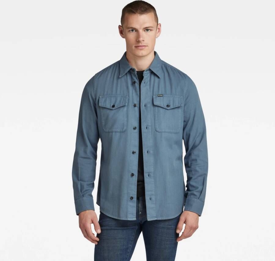G-Star Overhemd- GS Marine Slim FIT Shirt Blauw Heren