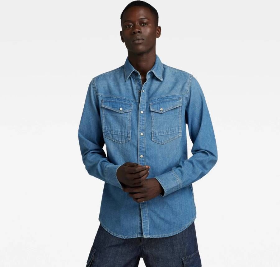 G-Star Overhemd- GS Slim FIT Denim Shirt Blauw Heren